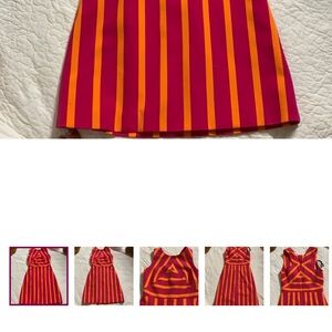 Karen Millen Red and Orange Striped Skirt